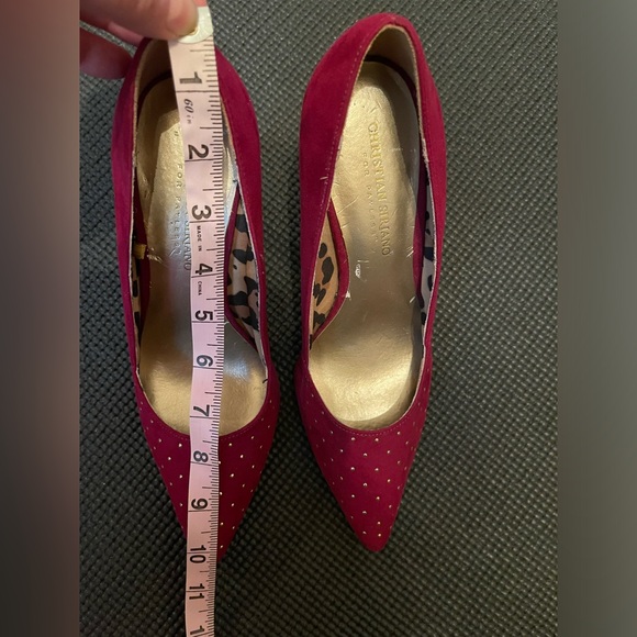 Fuchsia pink suede gold studded vamp shoes 4 inch stilettos 👠 Ladies size 8 1/2 - Picture 9 of 11